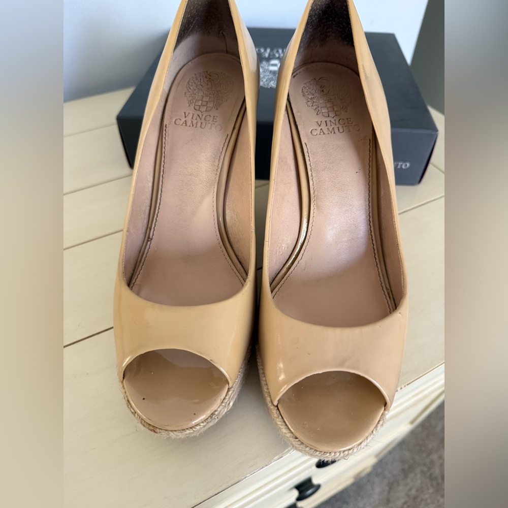 Vince Camuto “Totsi” patent leather wedges